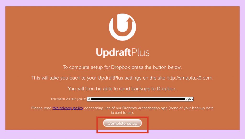 UpdraftPlusバックアップ先のサービスとの認証