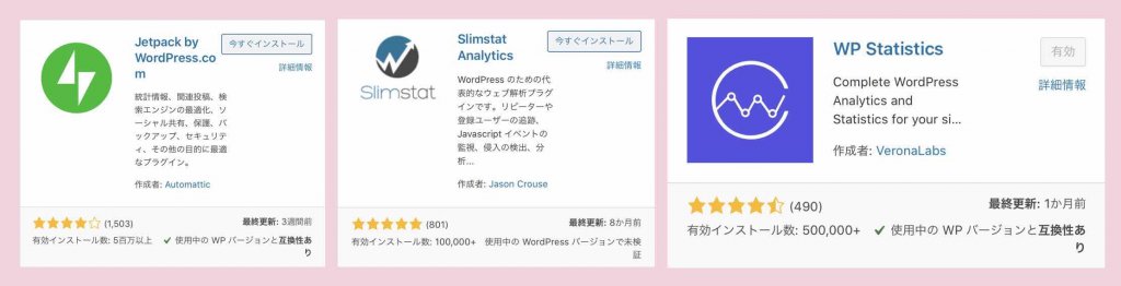 ワードプレスのアクセス解析用プラグイWP Statisticsン3選(Jetpack、Slimstat Analytics、WP Statistics)