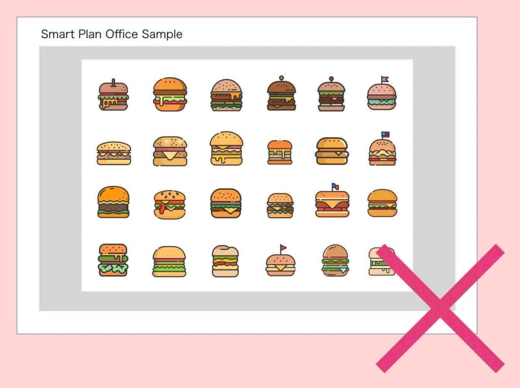 お食事メニュー（ハンバーガー）にヒックの法則が適用されていない具体例