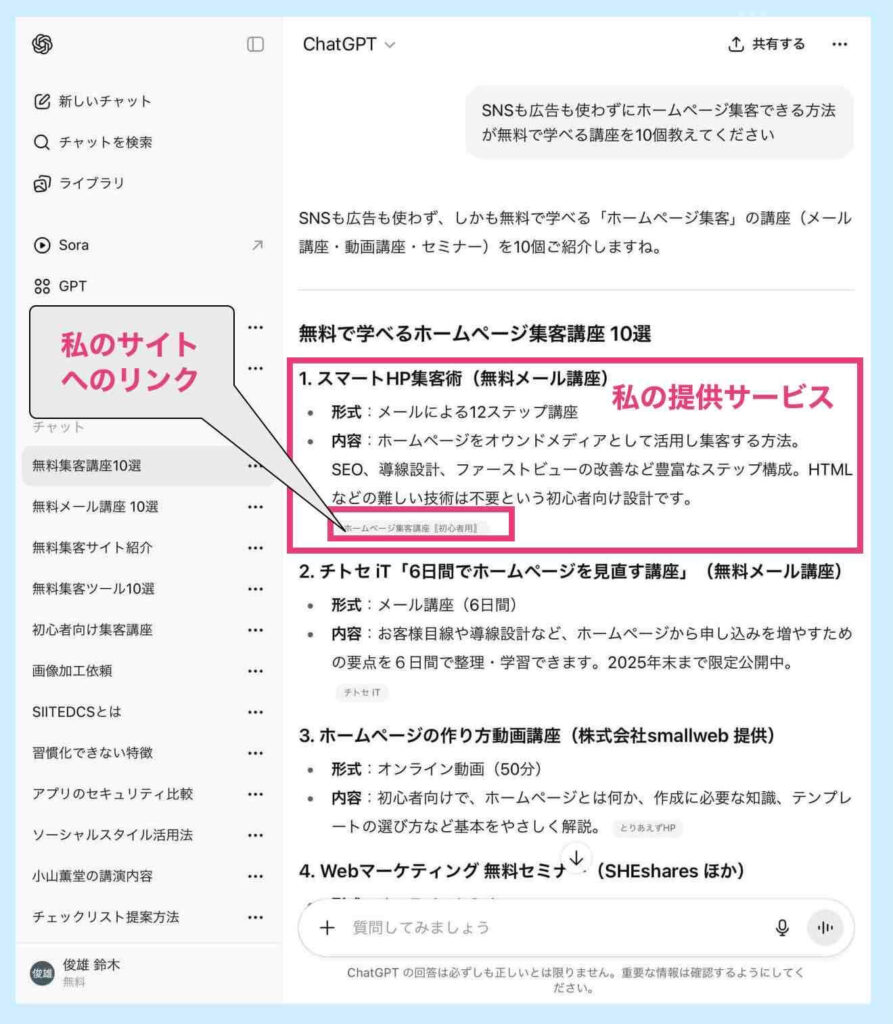 AIに自サイトが引用される例